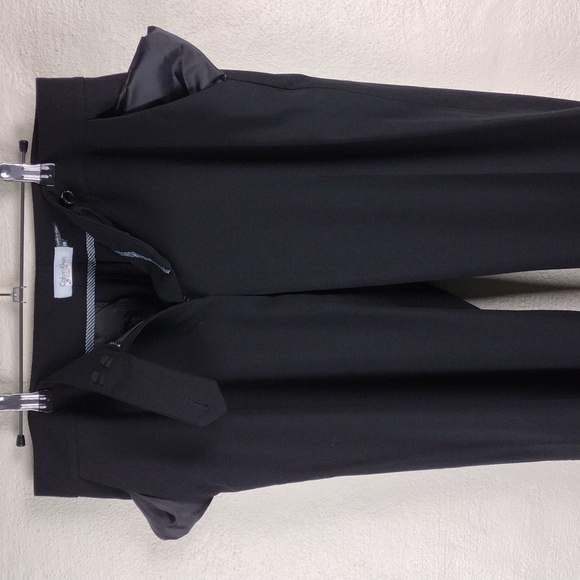 Calvin Klein Black Mid Rise Flat Front Button Zipper Flare Leg Trouser Pant - Picture 5 of 12